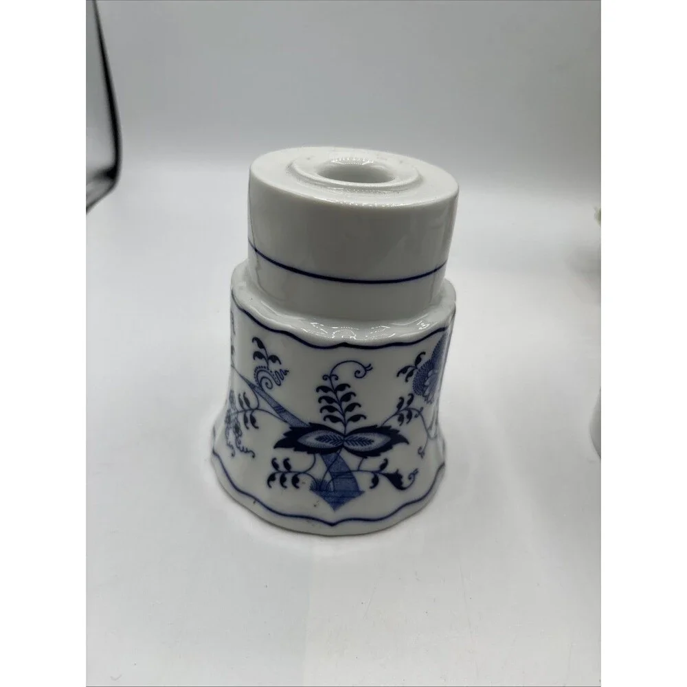 Blue Danube Blue white Porcelain Candle Stick Holder Replacement 4 3/4